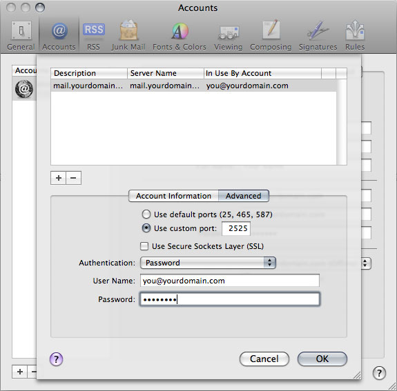 Setting up mac mail